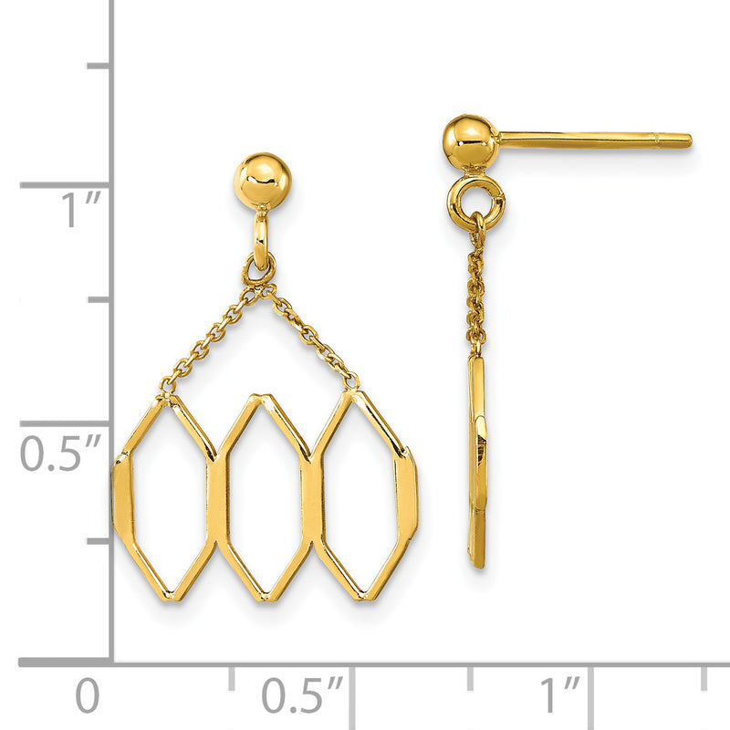 14K Polished Fancy Shapes Dangle Post Earrings