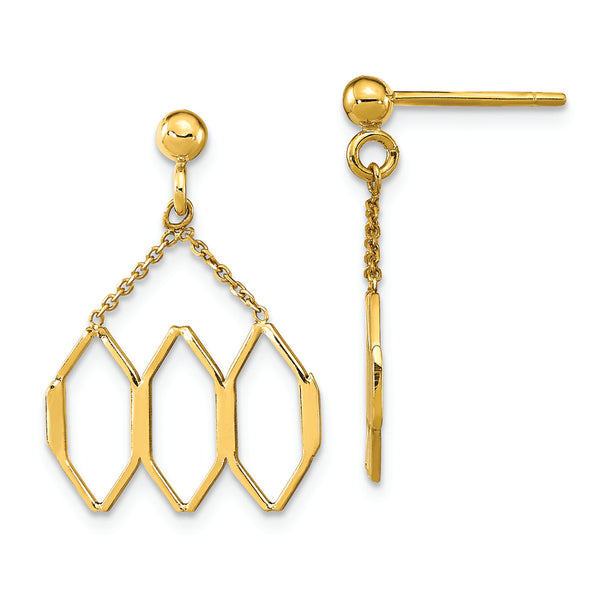 14K Polished Fancy Shapes Dangle Post Earrings