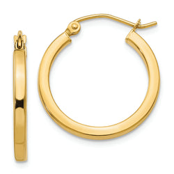 14k 2mm Square Tube Hoop Earrings