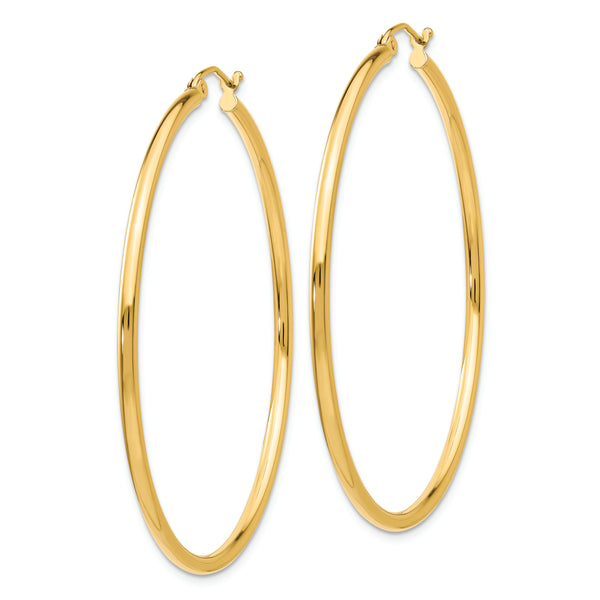 14k Polished 2x50mm Tube Hoop Earrings