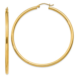 14K Polished 2.5mm Lightweight Tube Hoop Earrings