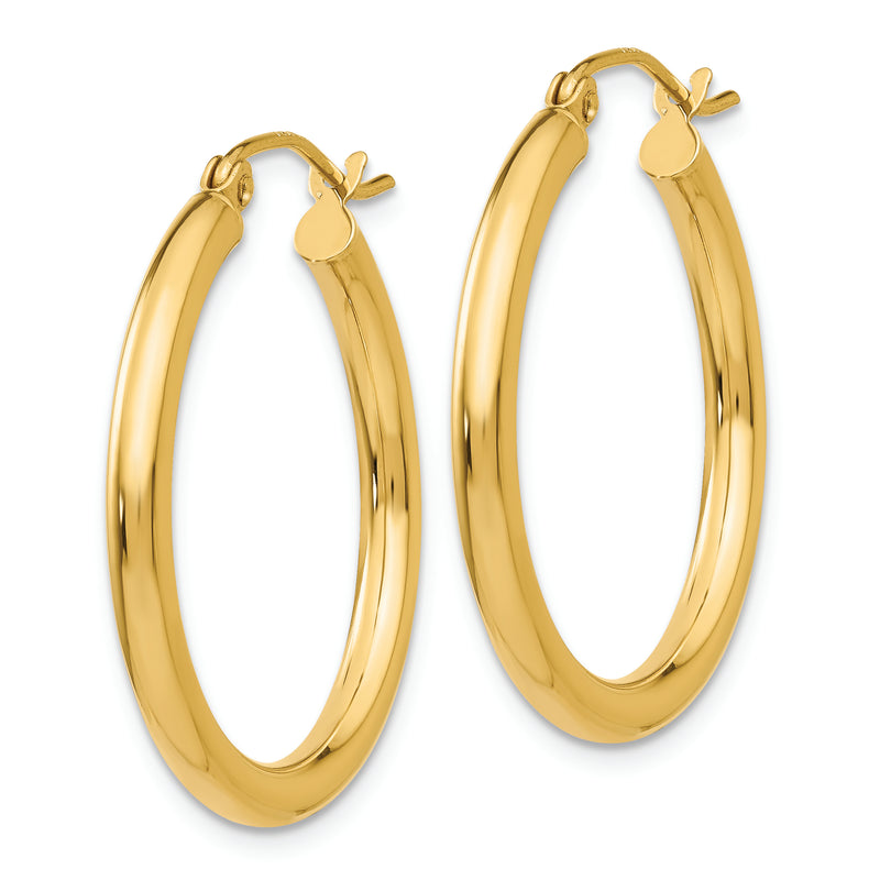 14k Polished 2.5mm Lightweight Tube Hoop Earrings