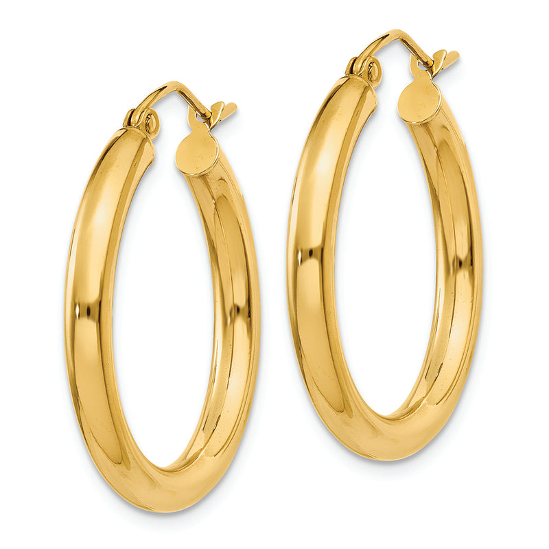 14k Polished 3mm Lightweight Tube Hoop Earrings