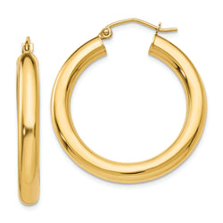 14k Polished 4mm Tube Hoop Earrings