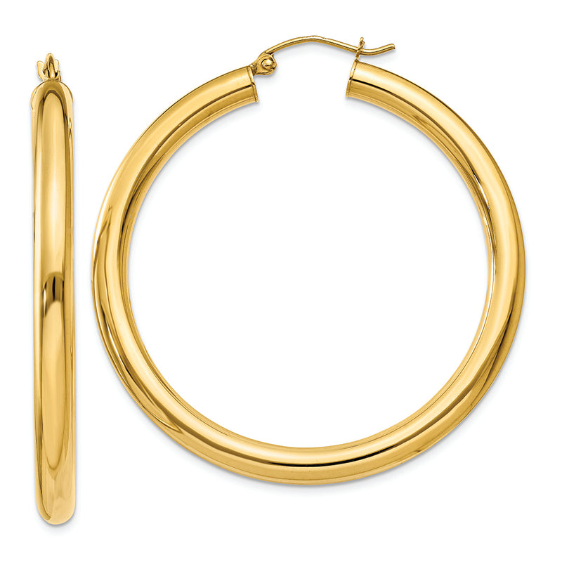 14K Polished 4mm Lightweight Tube Hoop Earrings