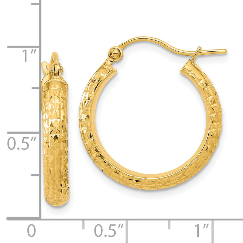 14K Polished and Textured Hoop Earrings