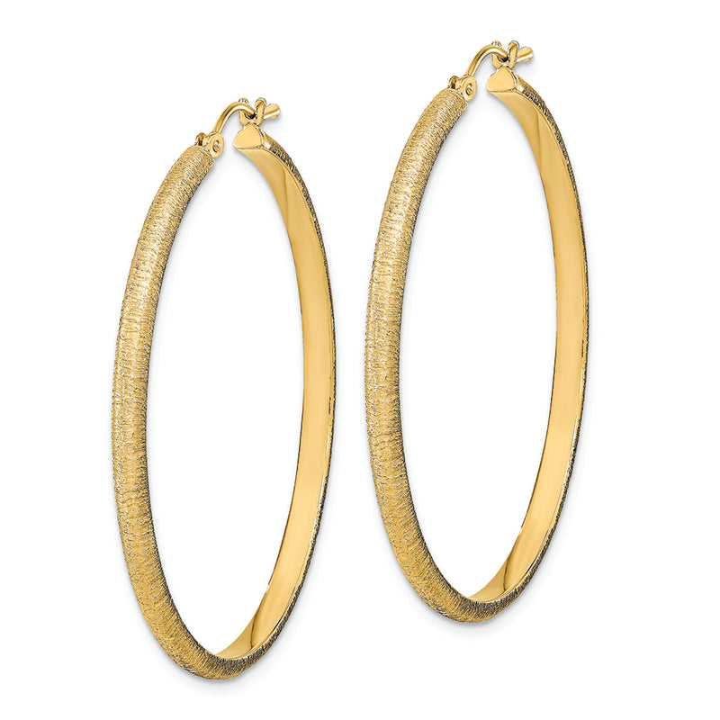 14K Polished and Satin Hoop Earrings