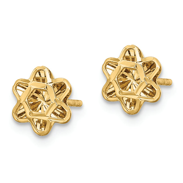 14k Diamond-cut Floral Post Earrings