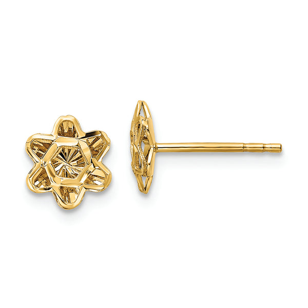 14k Diamond-cut Floral Post Earrings