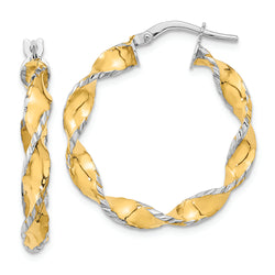 14k Two Tone Twisted Hoops