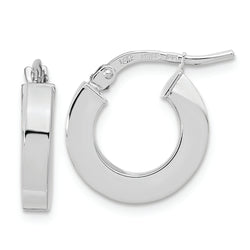 14k White Gold Polished 3mm Square Tube Hoop Earrings