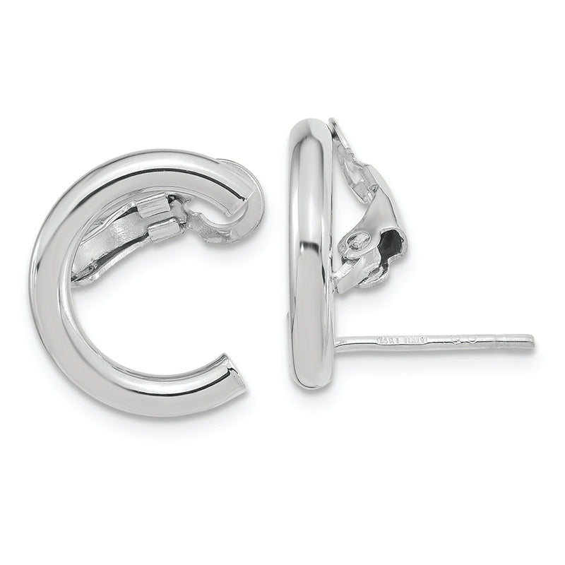 14k White Gold Polished U Shape Clip On & Post Earrings