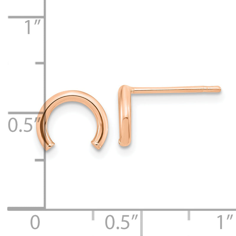 14k Rose Gold Polished U Shape Tube Post Earrings