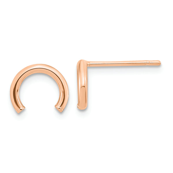 14k Rose Gold Polished U Shape Tube Post Earrings