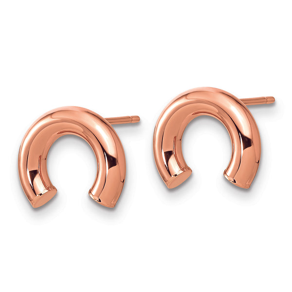 14k Rose Gold Polished U Shape Tube Post Earrings