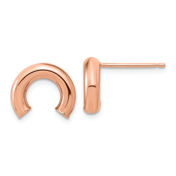 14k Rose Gold Polished U Shape Tube Post Earrings