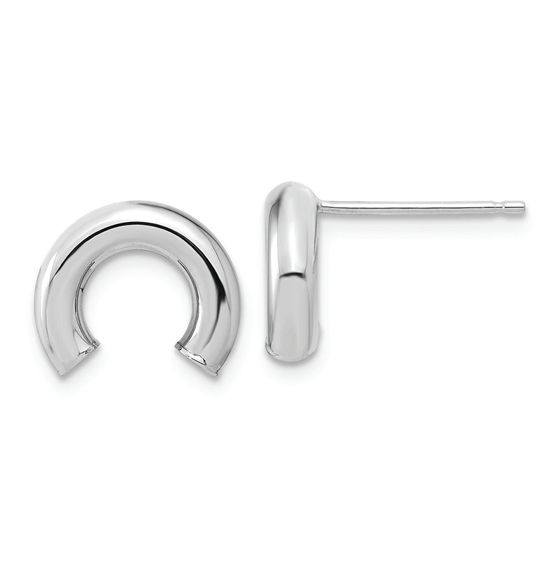 14k White Gold Polished U Shape Tube Post Earrings