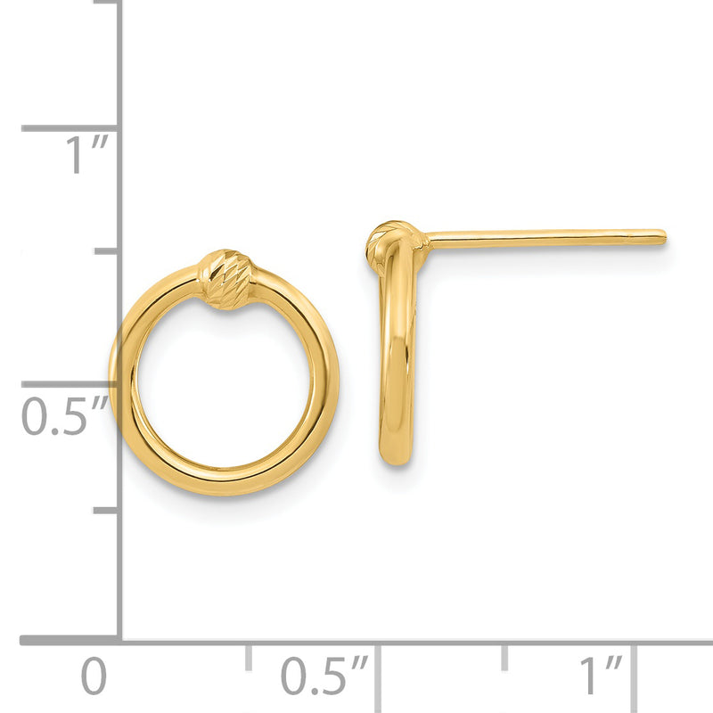 14K Polished & D/C Circle Post Earrings