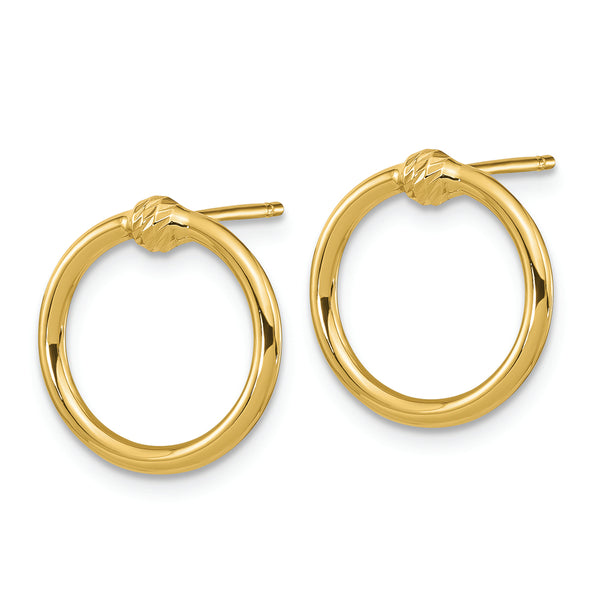 14K Polished & D/C Circle Post Earrings