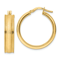 14K Brushed and Polished Hoop Earrings