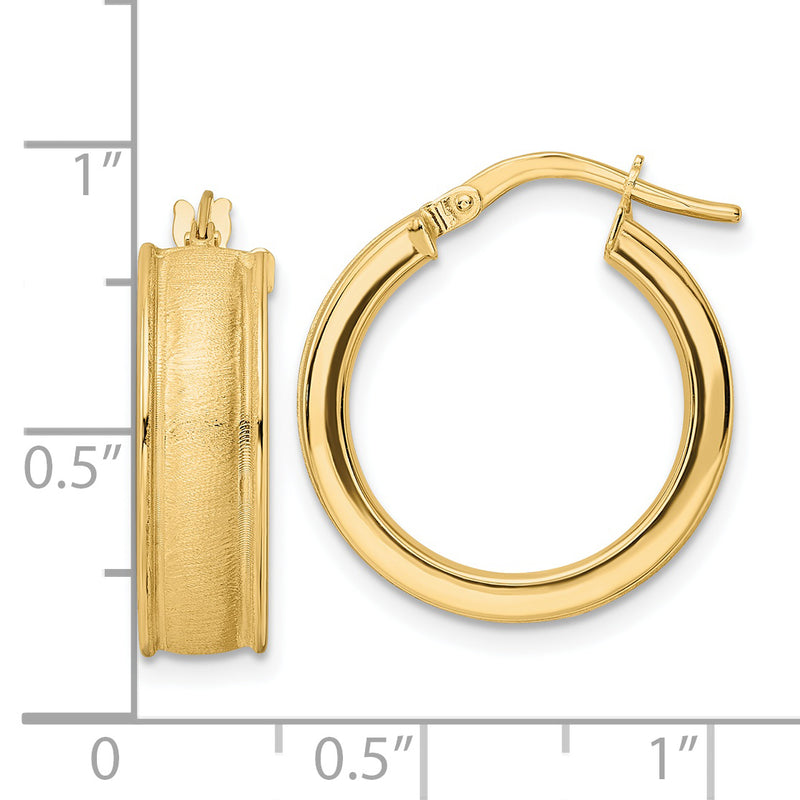 14K Brushed and Polished Hoop Earrings