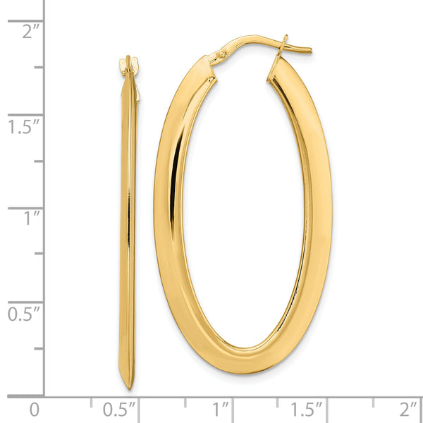 14K Polished  Oval  Hoop Earrings