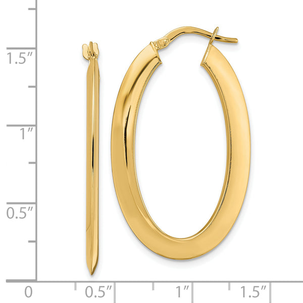 14K  Polished Oval  Hoop Earrings