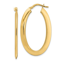 14K  Polished Oval  Hoop Earrings