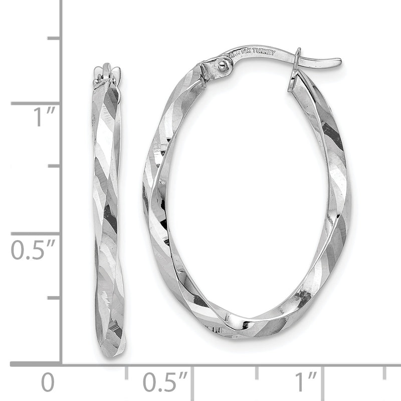 14k White Gold Polished 2.5x20x29mm Oval Hoop Earrings