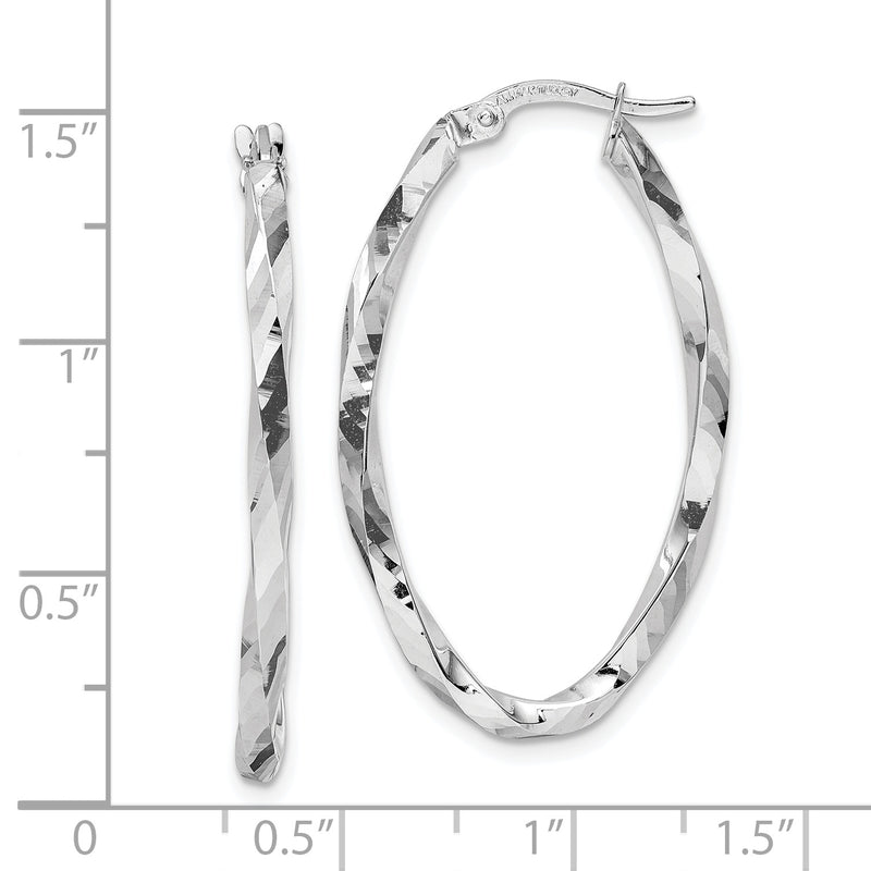 14k White Gold Polished 2.5x22x36mm Oval Hoop Earrings