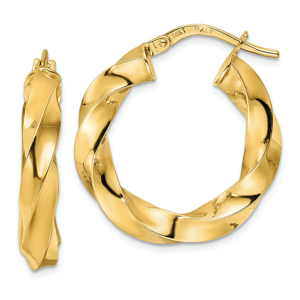 14K  Polished Twisted Hoop Earrings