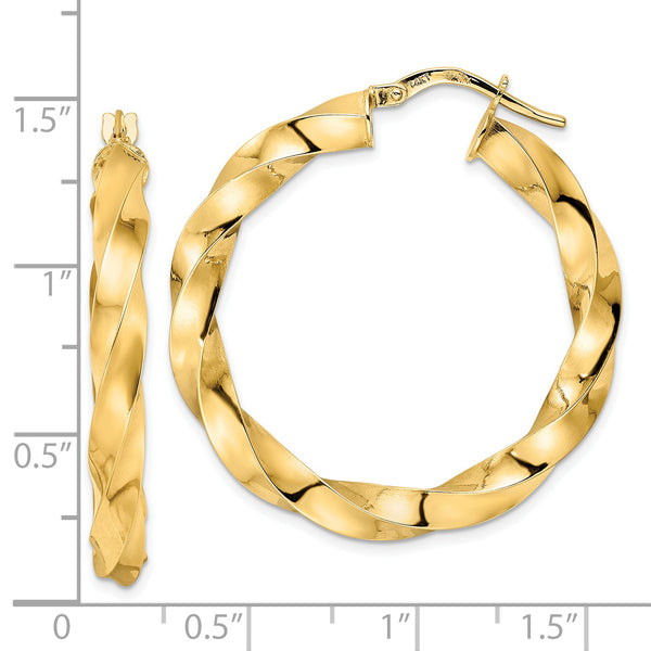 14K Polished Twisted Hoop Earrings