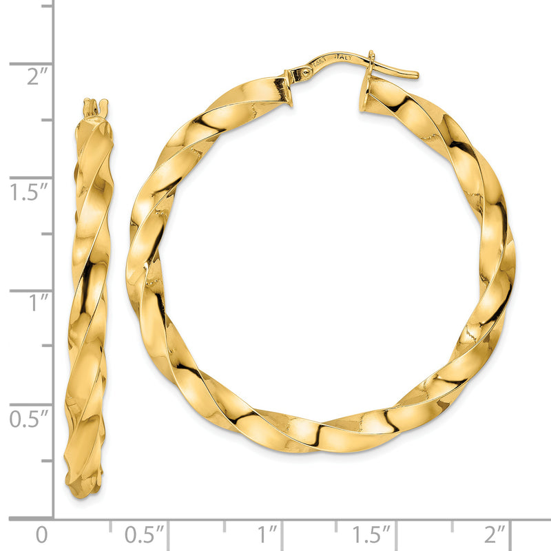 14K Polished Twisted Hoop Earrings