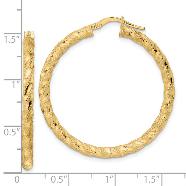 14K Polished Twisted Hoop Earrings