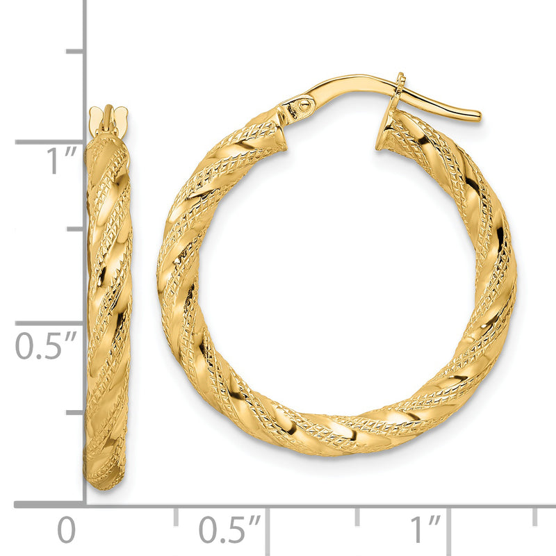 14K Polished Twisted Hoop Earrings