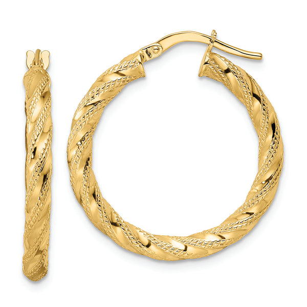 14K Polished Twisted Hoop Earrings