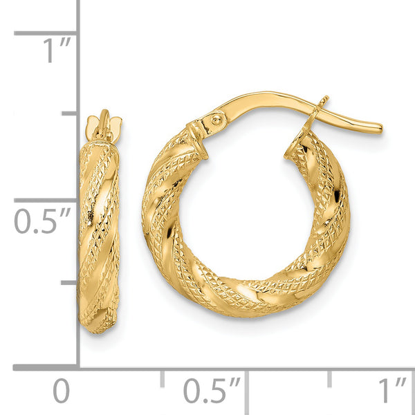 14K Polished Twisted Hoop Earrings