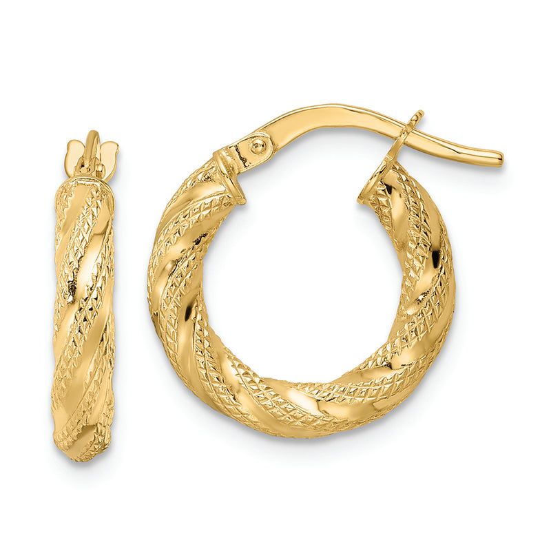 14K Polished Twisted Hoop Earrings