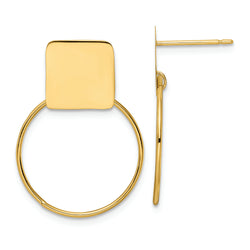 14K Polished Square Open Hoop Earrings