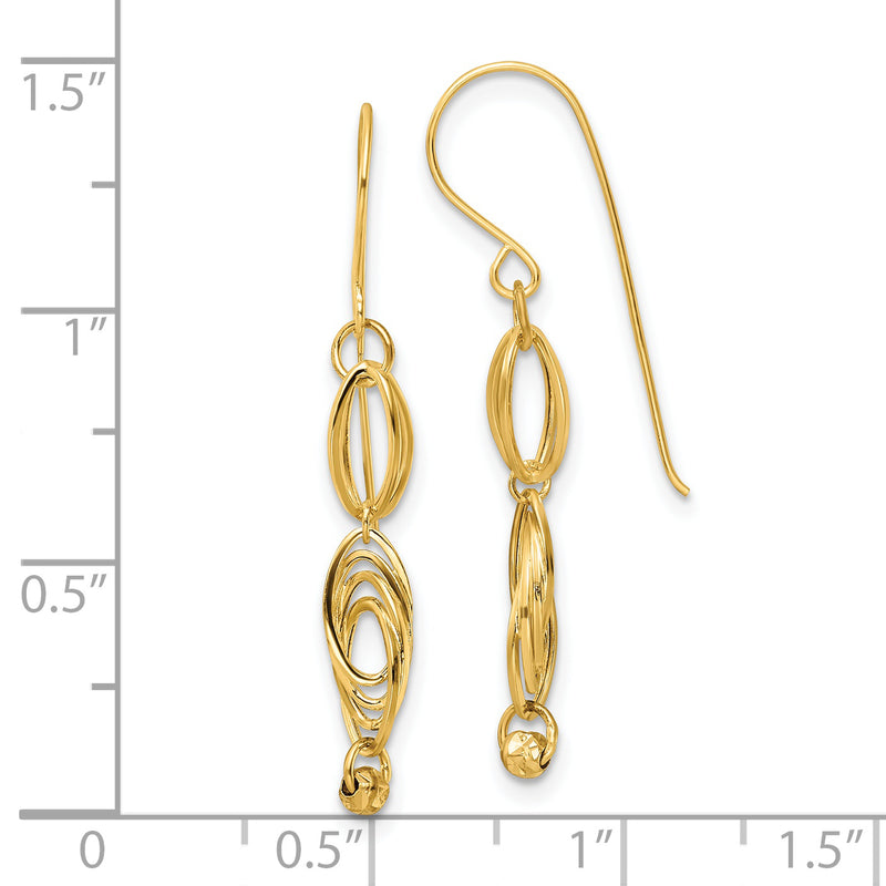 14K Oval Link Dangle Earrings