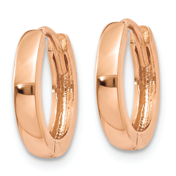 14k Rose Gold Round Hinged Hoop Earrings