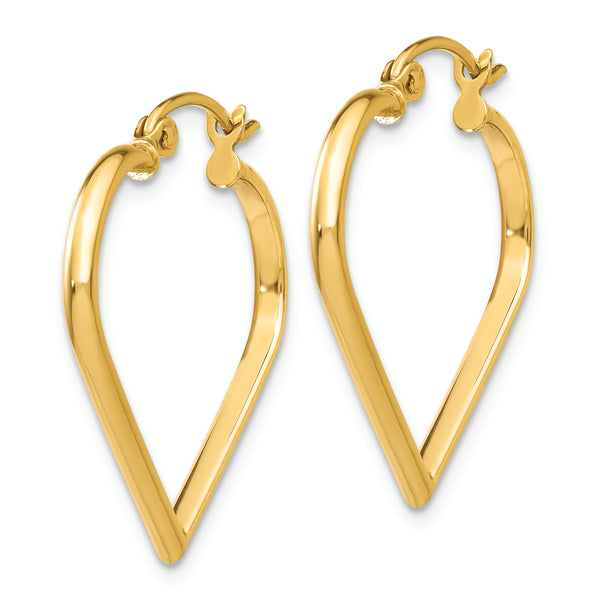 14k Polished 2mm Heart Hoop Earrings