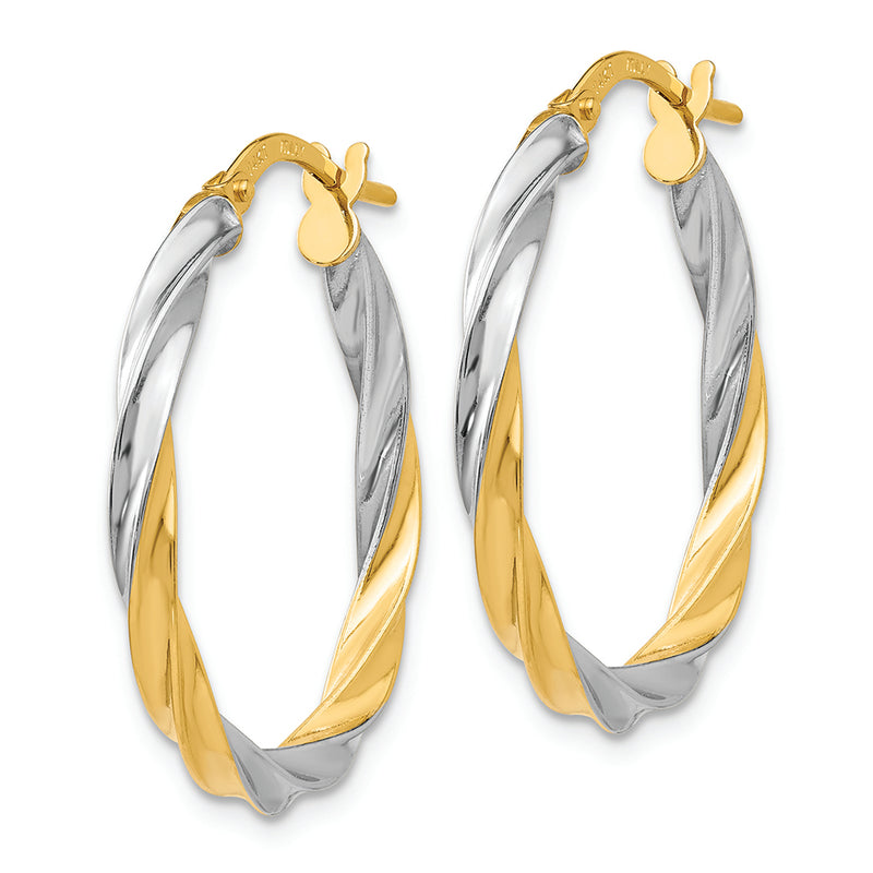 14K & Rhodium Twisted Hoop Earrings