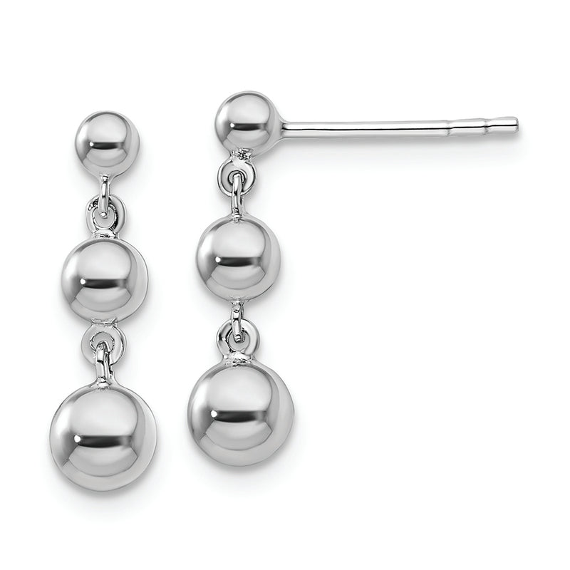 14k White Gold Graduated 3 Ball Post Earrings