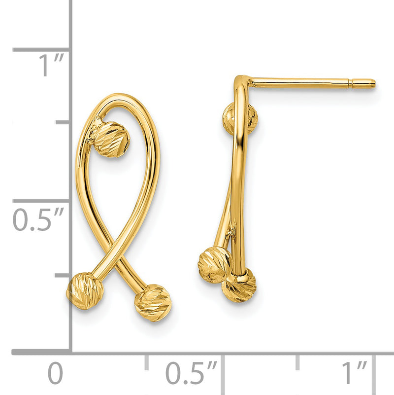 14K Polished D/C Fancy Post Earrings