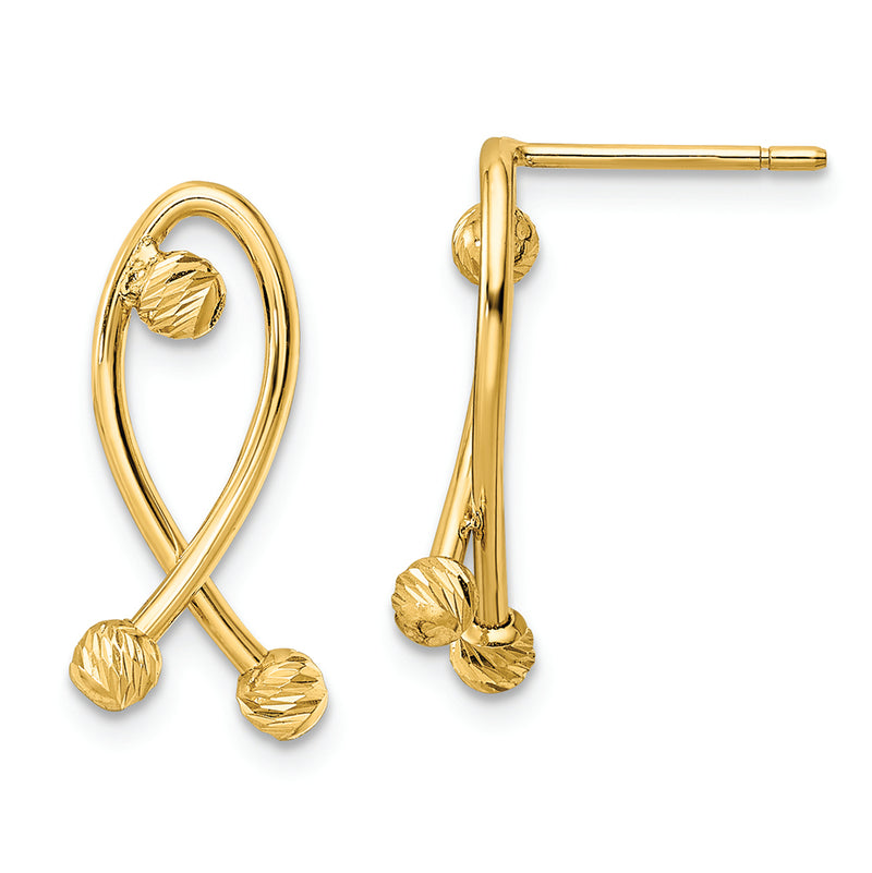 14K Polished D/C Fancy Post Earrings