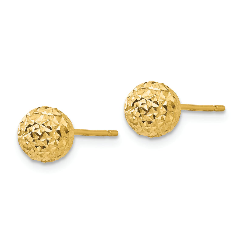 14K Diamond Cut Ball Post Earrings