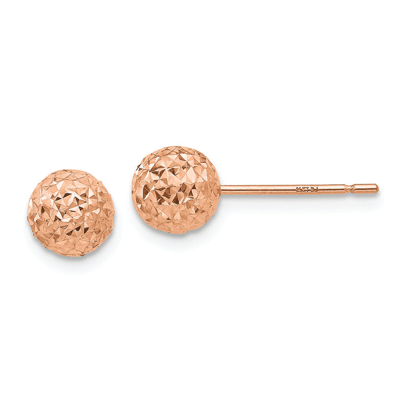 14K Rose Gold 6mm Ball Post Earrings