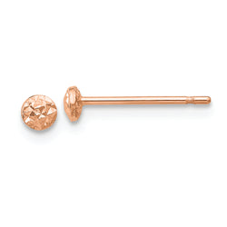 14K Rose Gold 3mm Puff Circle Stud Earrings