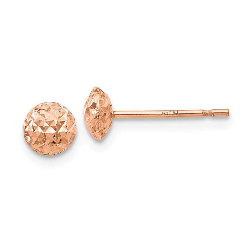 14K Rose Gold 5 mm Puff Circle Stud Earrings